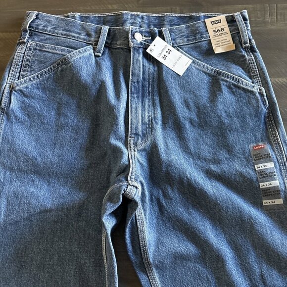 Levis 568 Stay Loose Straight Carpenter Blue Jeans Workwear Jeans Men's 34X34 - Picture 4 of 10
